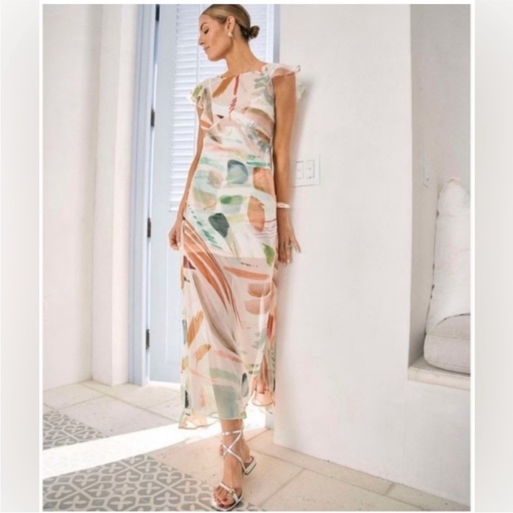 Antonio Melani M.G Style Mal Paint Streak Envelope Neckline Cap Sleeve Dress NWT